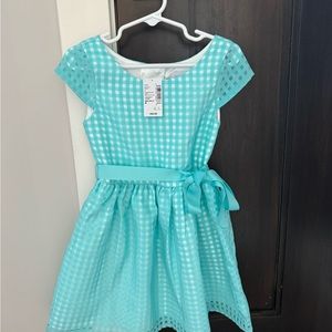 Aqua Gingham Kids Dress